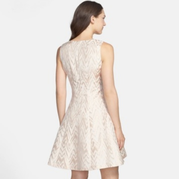 Vince Camuto Metallic Jacquard Fit & Flare Dress - Picture 2 of 6